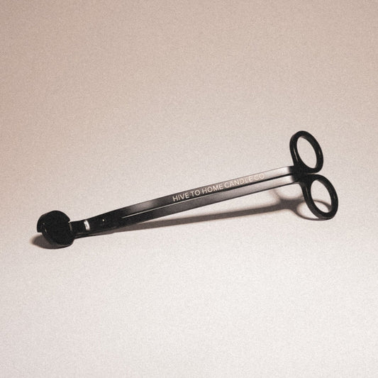 Candle wick trimmer for candle care, Laser engraved with Hive To Home Candle Co's company logo.