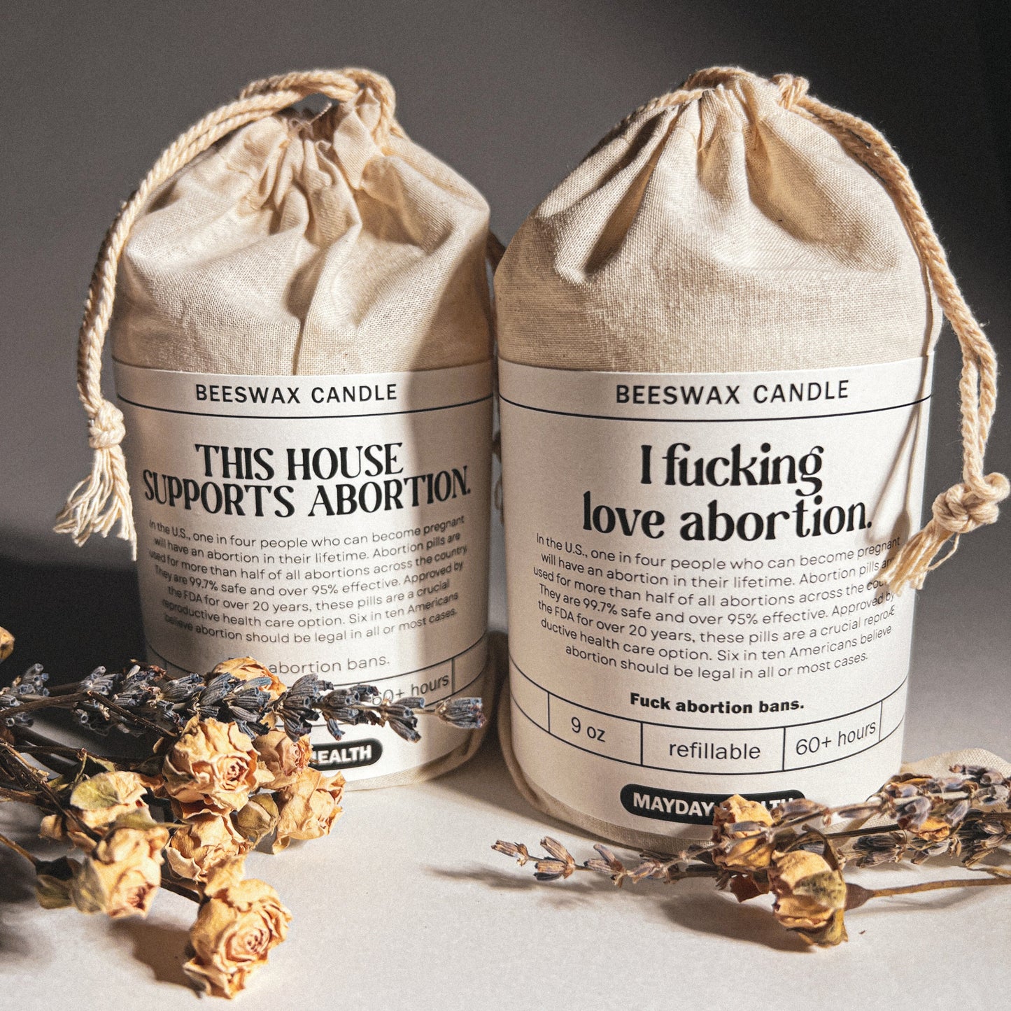 Women's rights candle bundle Mayday Health partnership outer packaging image.