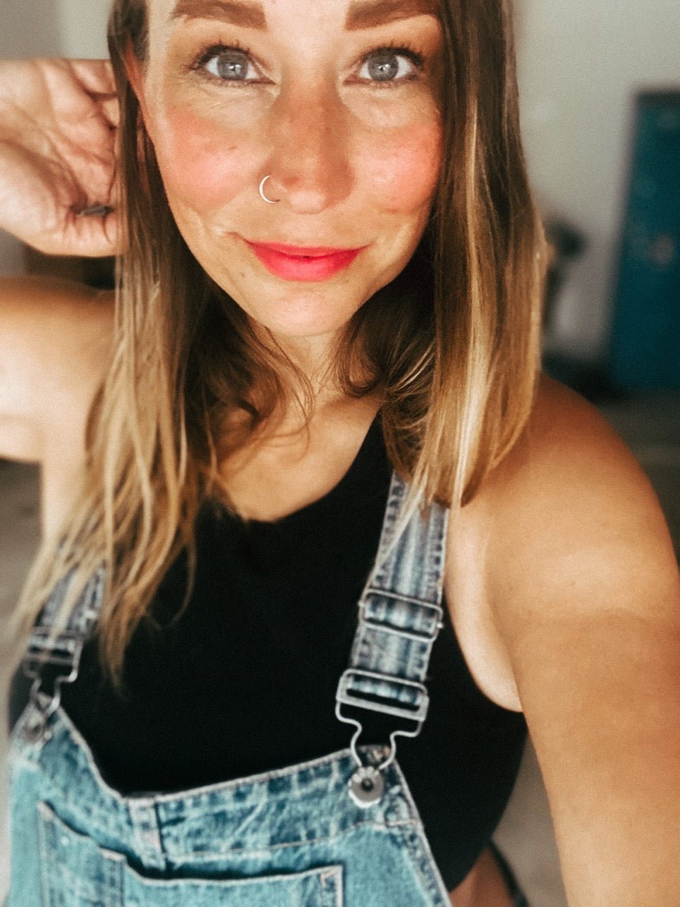 Hive To Home Waxtint lip and cheek tint red model image