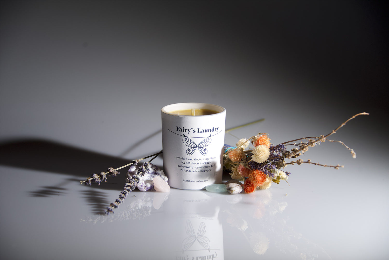 Fairy's Laundry Candle Collection. LAVENDER, SANDALWOOD, SAGE, LINEN Scented Beeswax Candles