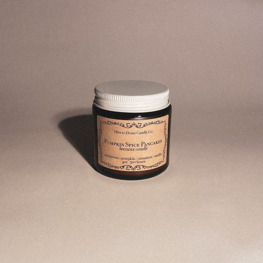 4 oz pumpkin spice fall candle, beeswax.