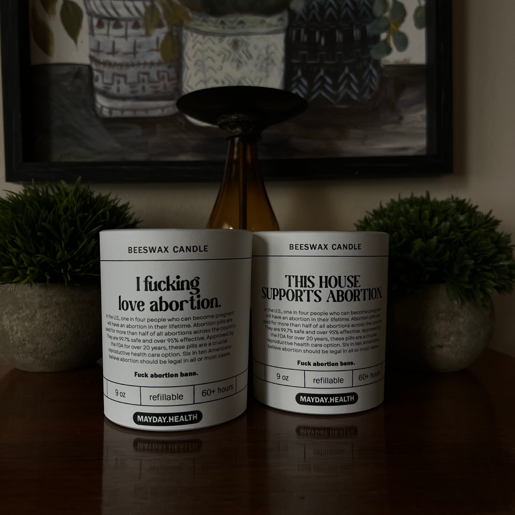 Mayday Health and Hive To Home Candle Co Collaboration candle bundle.