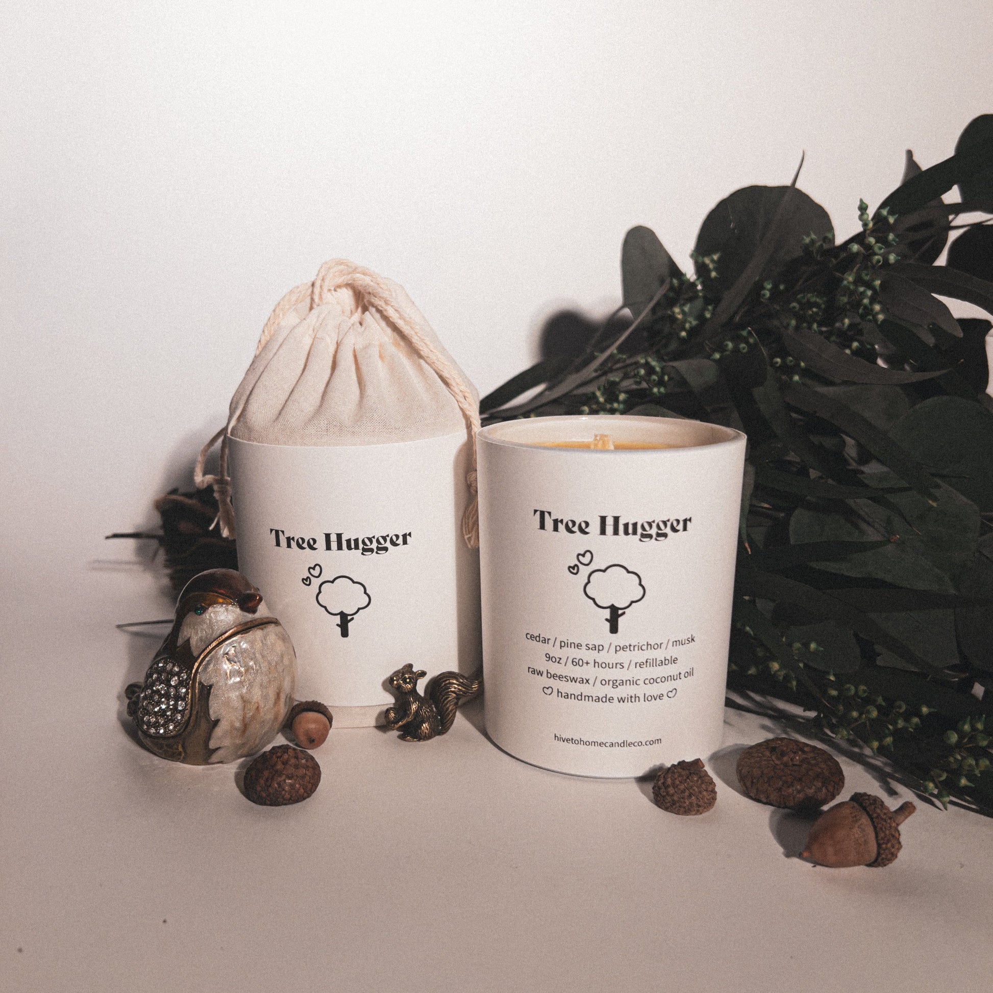 Tree Hugger Cedar & Pine Scented Beeswax Candle, Aesthetic decor.