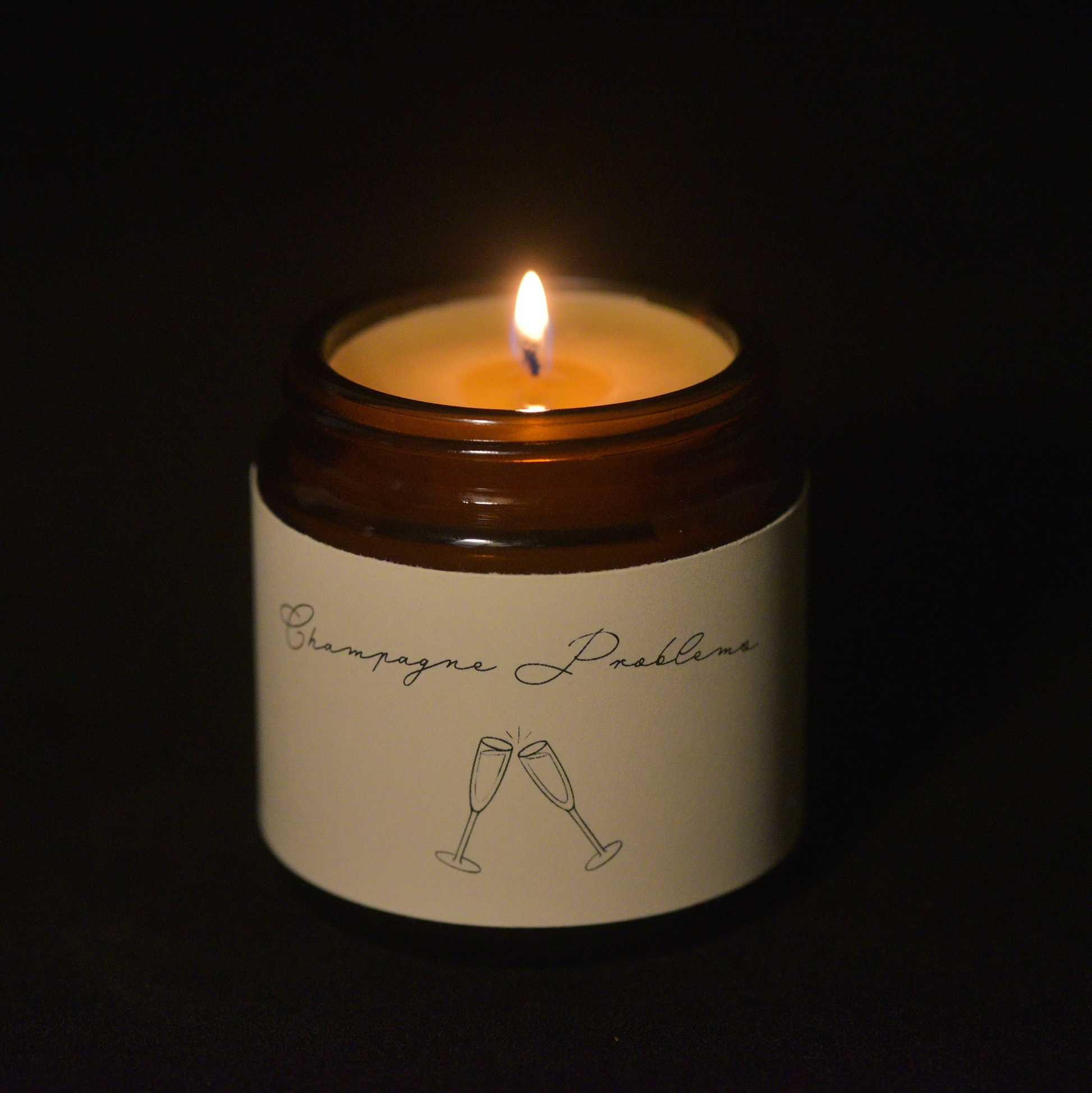 Cute size champagne problems Cypress, Bayberry, Patchouli, & Eucalyptus scented candle